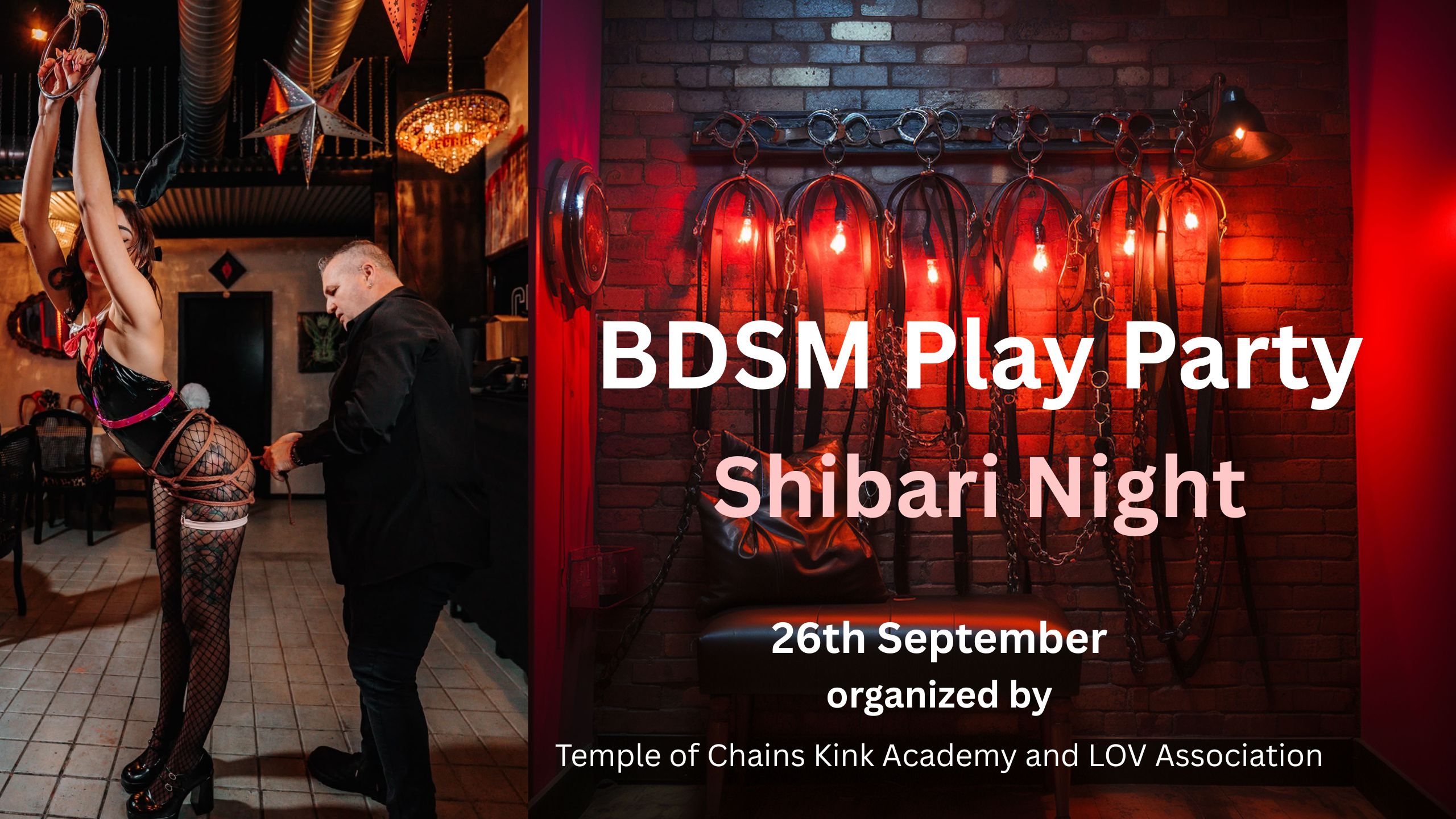Shibari rope scene at the Marbella dungeon, BDSM Play Party Shibari Night on 26 September